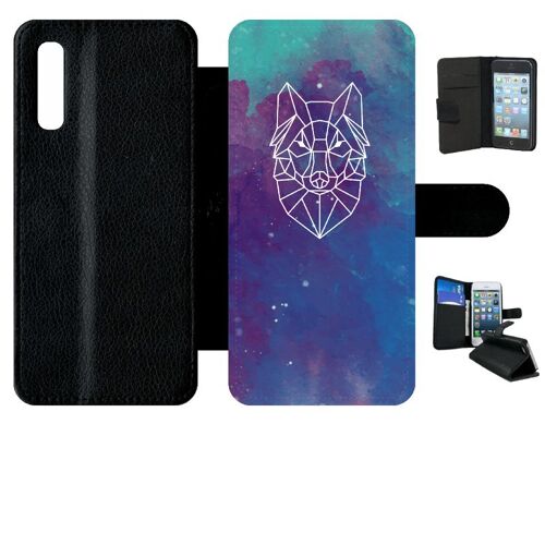 Etui A Rabat - Hyper Animals Space Loup - Compatible Avec Samsung Galaxy A50 - Simili-Cuir - Bord Noir