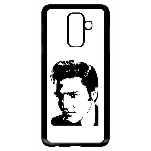 Coque Pour Smartphone - Portrait Elvis Presley - Compatible Avec Samsung Galaxy A6+ (2018) - Plastique - Bord Noir