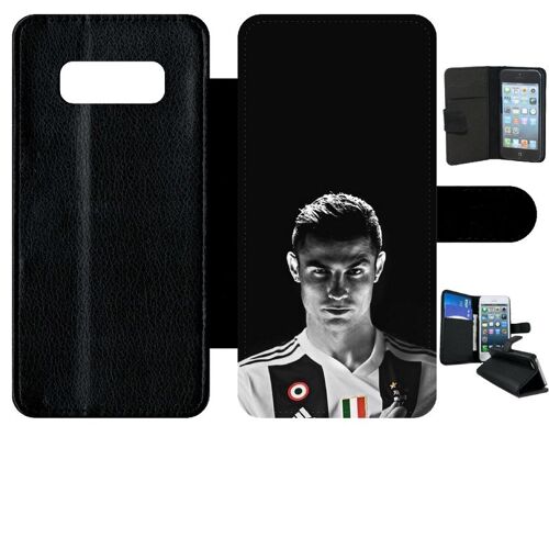 Etui A Rabat - Ronaldo Juventus Foot Noir Et Blanc - Compatible Avec Samsung Galaxy Note 8.0 - Simili-Cuir - Bord Noir