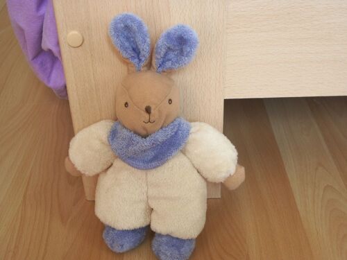 Ajena Nounours Lapin Beige/Violet Hochet Doudou Peluche