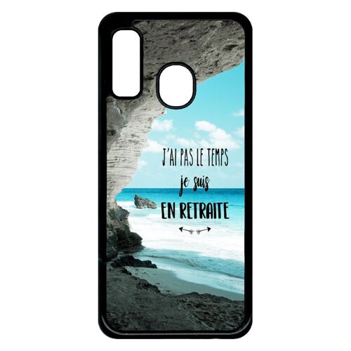 Coque pour smartphone - J ai pas le temps je suis en retraite paysage mer - compatible avec samsung Galaxy A40 - Plastique - bord Noir
