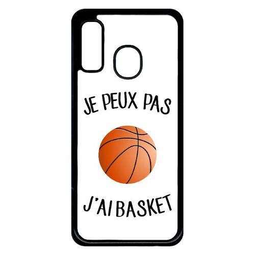 Coque Pour Smartphone - Je Peux Pas J Ai Basket Fond Blanc - Compatible Avec Samsung Galaxy A40 - Plastique - Bord Noir