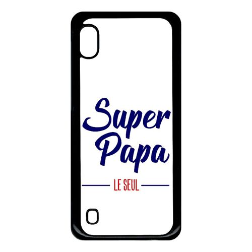 Coque pour smartphone - Super papa le seul fond blanc - compatible avec samsung Galaxy A10 - Plastique - bord Noir