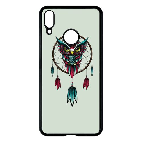 Coque huawei y7 pro 2019 - dreamcatcher hibou tribal - noir