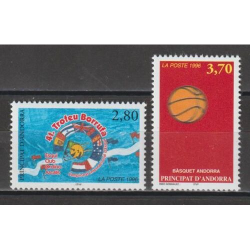 Andorre Français, 1996, Sport (Ski, Basket-Ball), N°467 + 468, Neufs.