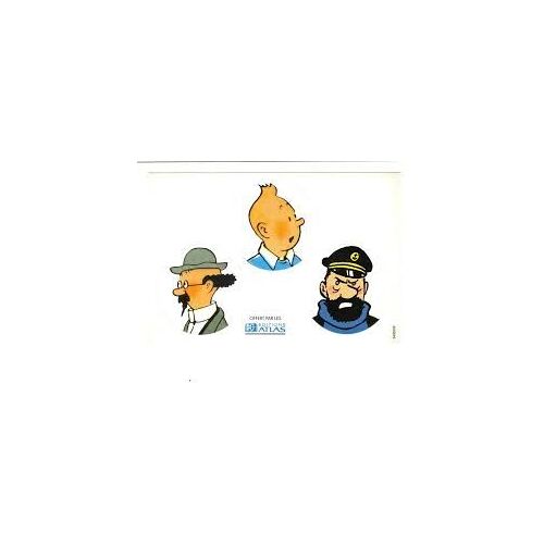 Autocollant Sticker Adhésif - Planche 3 Autocollants Offert Par Les Éditions Atlas : Tintin - Professeur Tournesol - Capitaine Haddock - 11,5x13 Cm