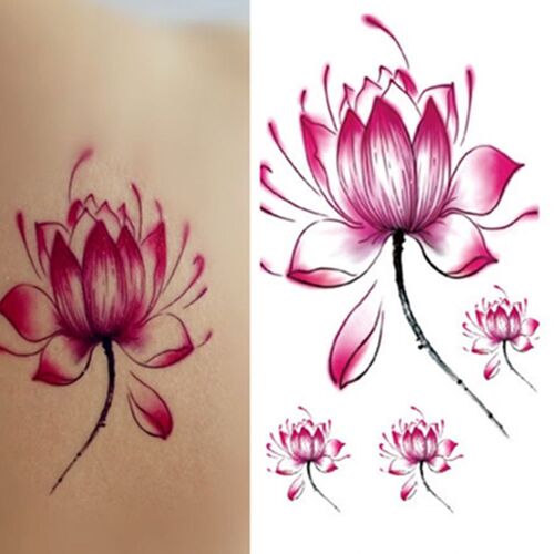 Tatouages Autocollants Fleur De Lotus Pour Femmes, Étiquette Étanche Temporaire, Art Corporel 