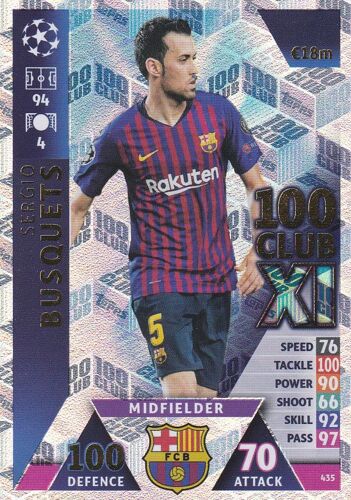 Carte Topps Match Attax Sergio Busquets - Champions League 2018/19 - 100 Club Xl - Holo - N°435