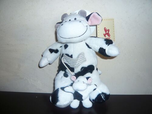 Doudou Vache Noire Et Blanche Avec Bebe Nicotoy Kiabi