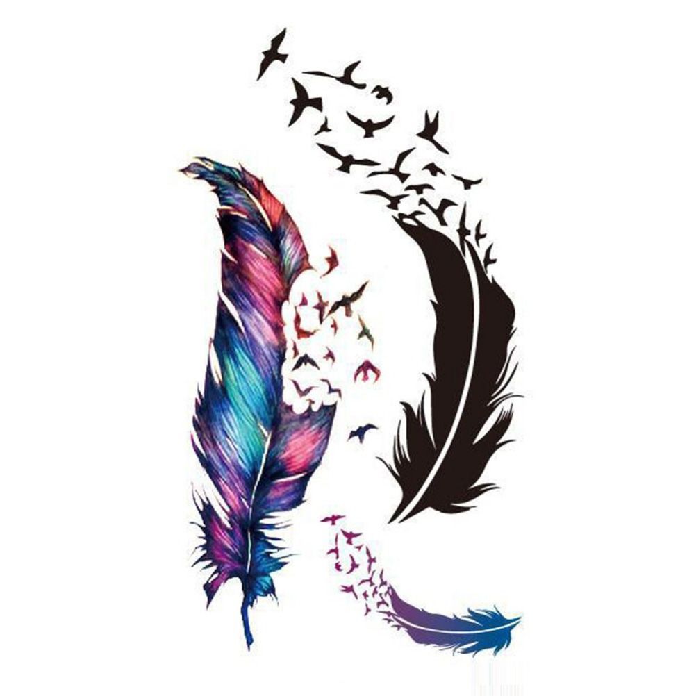 Tatouage Plume Paon pas cher - Meilleures offres Soldes Hiver 2026, image size:1002x1002