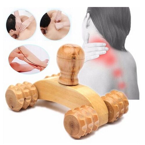 4 Roues Voiture Rouleau Solide En Bois Massage Des Mains Réflexologie Visage Main Pied Dos Corps Bretelles Prend En Charge Des Outils De Détente Complet Du Corps