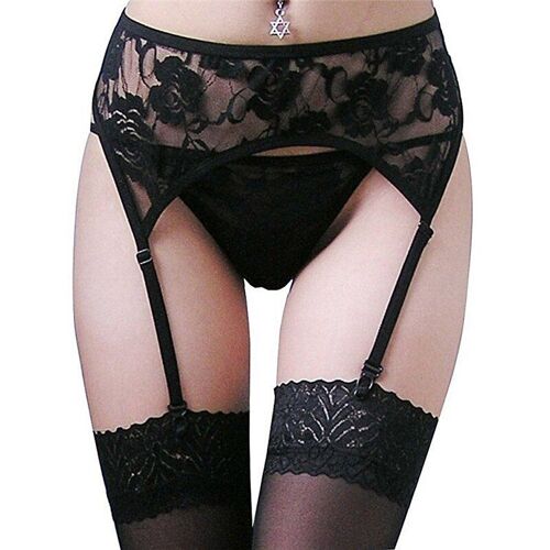 Nuisette Noire Et Blanche, Lingerie Érotique, Sous-Vêtements, Costumes, String + Jarretelles, Sexy, Porno En Dentelle