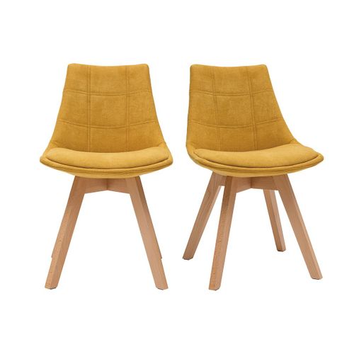 Chaises Scandinaves En Tissu Effet Velours Jaune Moutarde (Lot De 2) - Matilde