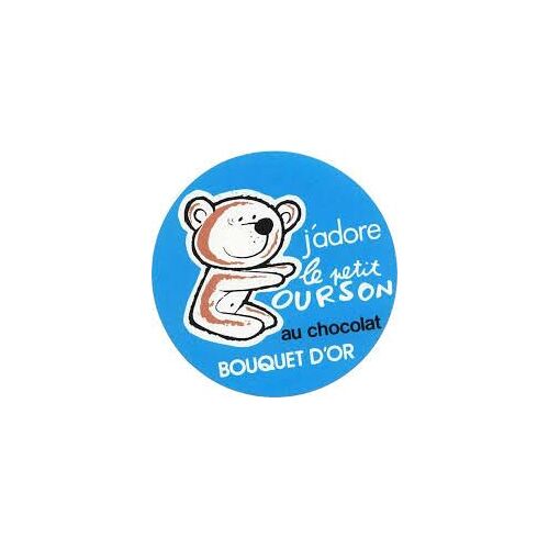 Autocollant Sticker J'adore Le Petit Ourson Au Chocolat - Bouquet D'or - 9x9 Cm
