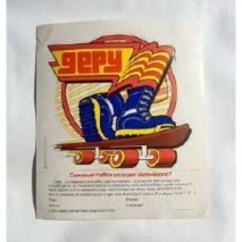 Autocollant Sticker Gepy - Marque De Chaussures - Skate Bag - 1978 - 14x12 Cm