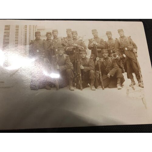 Groupe De Soldats Français En Uniforme Képi Avec Fusil Lebel - Clairon - Fantassins - Poilus 1914 - Carte Postale 9x14 Cm - 1914