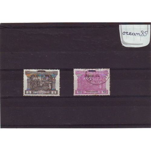 Portugal 1910 : 4ème Centenaire De La Découverte De La Route Des Indes Par Vasco De Gama - Lot De 2 Timbres Oblitérés Avec Surcharge Républica