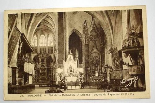 Carte Postale Ancienne Haute Garonne Nef De La Cathedrale St Etienne Voute De Raymond Vi 1211