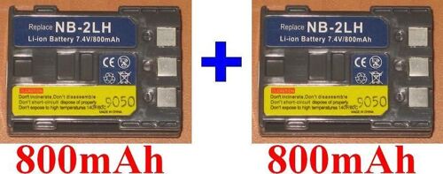 Pack de 2 Batteries Canon NB-2L NB2L NB-2LH NB2LH BP-2LH BP-2L5 BP2LCL ER-D120 **800mAh**