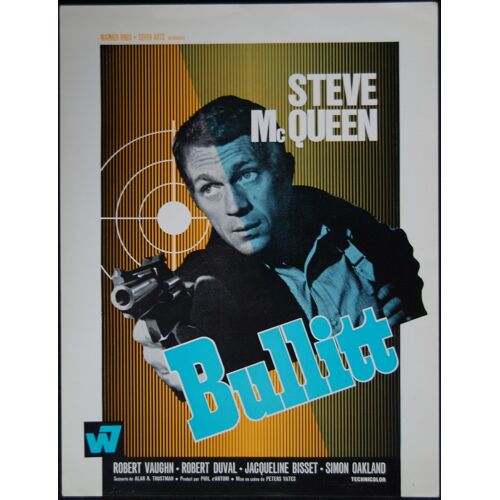 Bullitt * Peter Yates - 1968 - Plaquette Publicitaire De Cin?ma * 2 Pages Recto-Verso * Petite Affiche De 31x24 Cm * Steve Mcqueen ; Robert Vaughn ; Jacqueline Bisset, Robert Duvall * Film Policier *