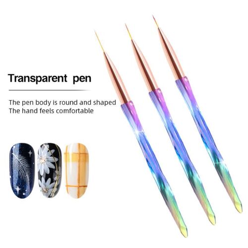 3 Pièces/Ensemble Professionnel Nail Art Liner Brosse Uv Gel Manucure Stylo Dessin Peinture Sculpture Brosses Conception Manucure Outil 
