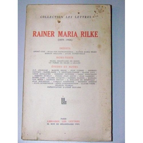 Rainer Maria Rilke Collection Les Lettres Rainer Maria Rilke Collection Les Lettres