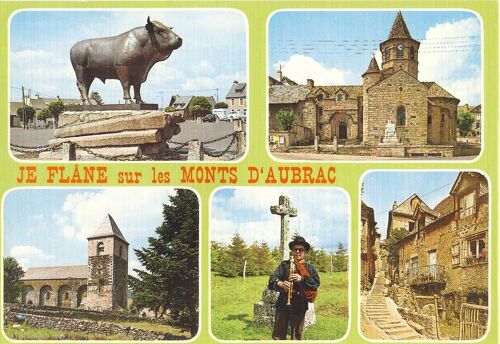 Je Flâne Sur Les Monts D'aubrac : Taureau De Laguiole, Église De Nasbinal, Église D'aubrac, Cabrettaire Et Croix Des Trois Évêques, Rue Du Poustel À Saint Urcize (Ref 1024)