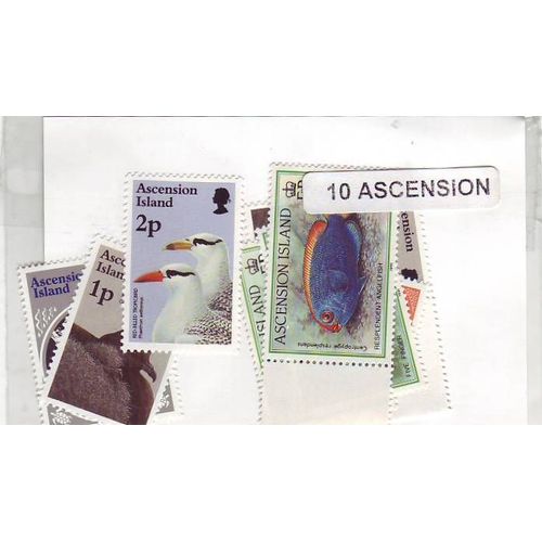 Ascension - Lot De 10 Timbres Differents
