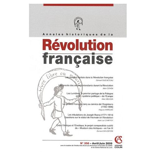 Annales Historiques De La Révolution Française N° 356, Avril/ Juin