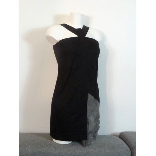 Tunique/ Robe Courte Cintrée Bi Matière Noir Et Gris- Taille 38- Dondup