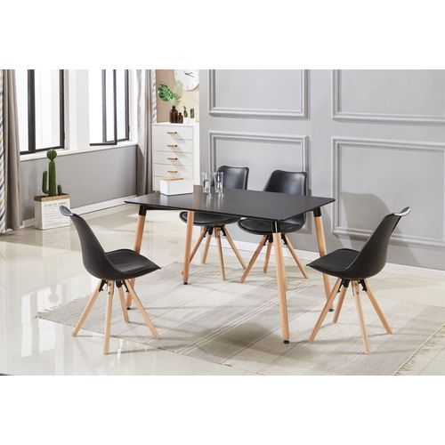 Ensemble Table À Manger Noire + 4 Chaises Scandinaves Noires - Sophie Halo