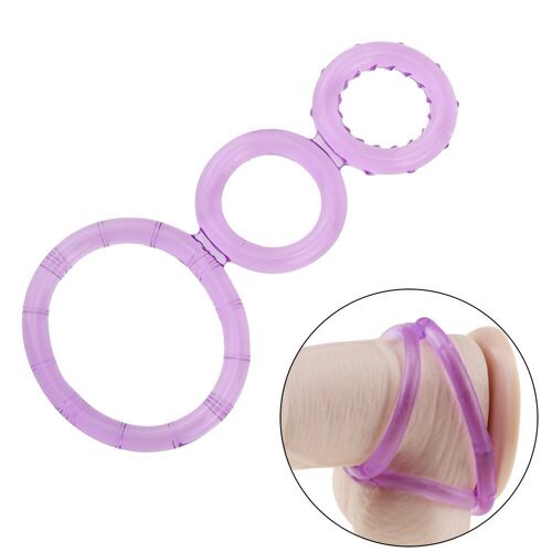 Anneau Triple Pénis En Silicone Pour Homme, Jouet Sexuel De Chasteté, Retardement De L'éjaculation, Anneau De Pénis, Érection Dure, Produits Érotiques