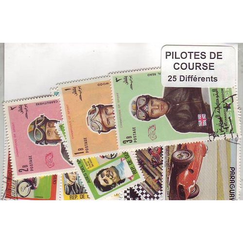 Pilote De Course - Lot De 25 Timbres Differents Du Monde Entier