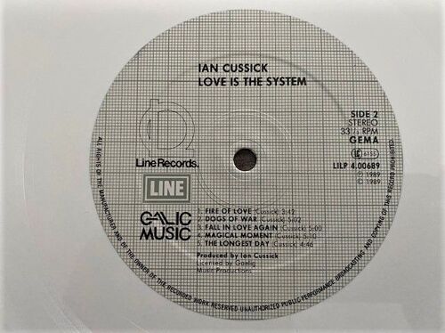 Ian Cussick (Lake) 33t White/Blanc Vinyle 33t "Love Is The System" 1989, Line Records Germany Rare! S/S