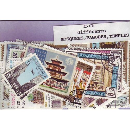 Temples, Mosquees & Pagodes - Lot De 50 Timbres Differents Du Monde Entier