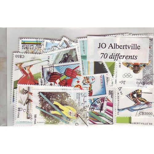 Jeux Olympiques D'hiver D'albertville - Lot De 70 Timbres Differents Du Monde Entier