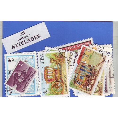 Attelages - Lot De 25 Timbres Tous Differents - Pays Divers Du Monde Entier