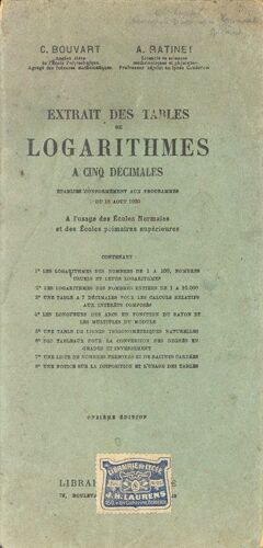Logarithmes. Extraits Des Tables .Ecoles  Normales Et Eps.1920