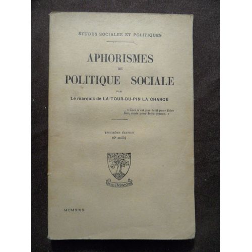 Aphorismes De Politique Sociale