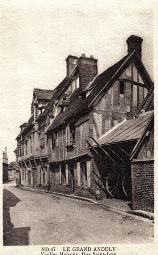 Carte Postale Ancienne, France, Eure ( 27 ), Les Andelys, Le Grand Andely, Rue Saint Jean, Vieilles Maisons