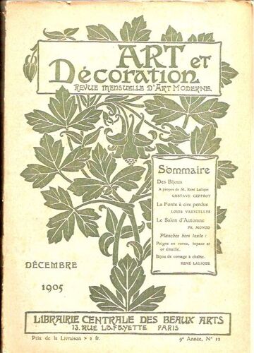 Art Et Décoration Décembre 1905  N° 12 : Art Et Décoration Décembre 1905