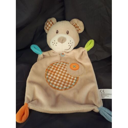 Doudou Nicotoy Ours Chien Croix Rond Vichy Marron Beige Orange Vert Bleu