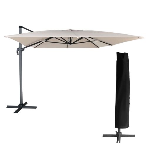 Parasol Déporté Molokai Rectangulaire 3x4m Beige + Housse