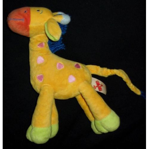 Girafe Cheval Doudou Mots D'enfants Nicotoy Jaune Rose Et Orange