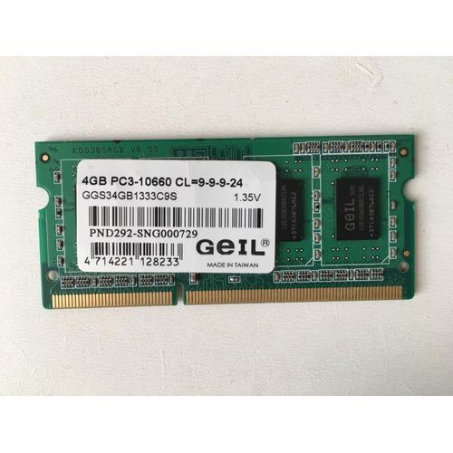 Geil GGS34GB1333C9S memory module 4 GB DDR3 1333 MHz 1333MHz, 240 pin, Non-ECC