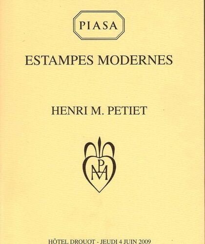 Estampes Modernes . Collection Henri M. Petiet . Daumier, Gauguin, Laboureur, Laurencin, Matisse Picasso , Renoir, Appian, Redon, Huet, Meryon...Catalogue De Vente 4/6/2009  N° 0