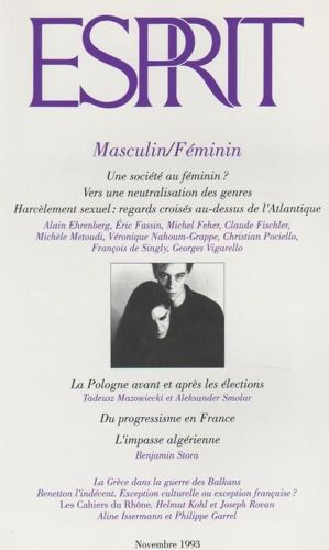 Esprit, Revue Internationale  N° 196 : Masculin Féminin (Féminisation Des Moeurs, Domination Masculine..) Harcèlement Sexuel, Érotisme & Féminisme...