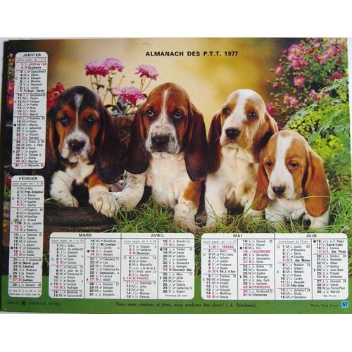 Almanach Des P.T.T. Du Cher (Chat Et Chien)