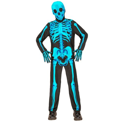 Déguisement Squelette Bleu Fluo Enfant - Taille: 14-16 Ans (164 Cm)