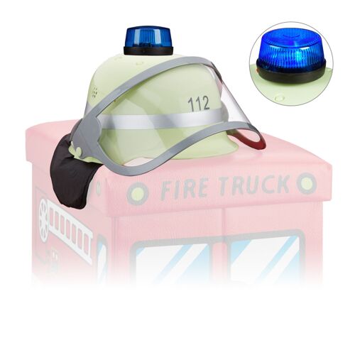 Relaxdays Casque Pompier Enfant Avec Feu Bleu, Casque De Pompier, Déguisement Pompier